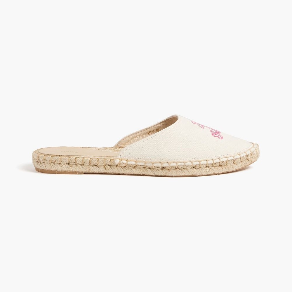 GANNI Embroidered Canvas Espadrille Slippers